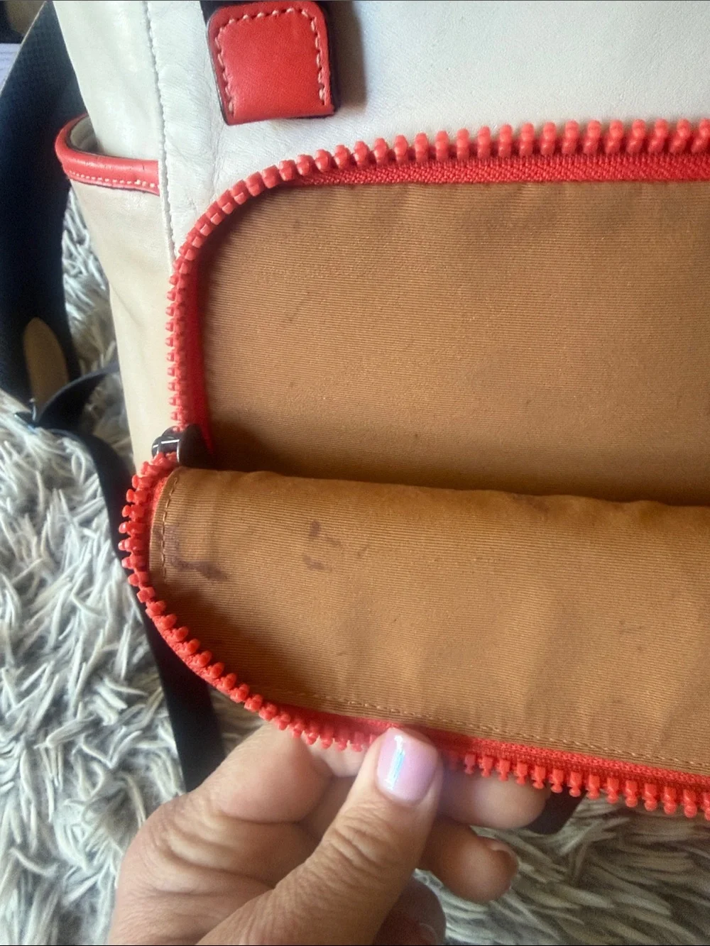 Coach cream & orange Leather Backpack